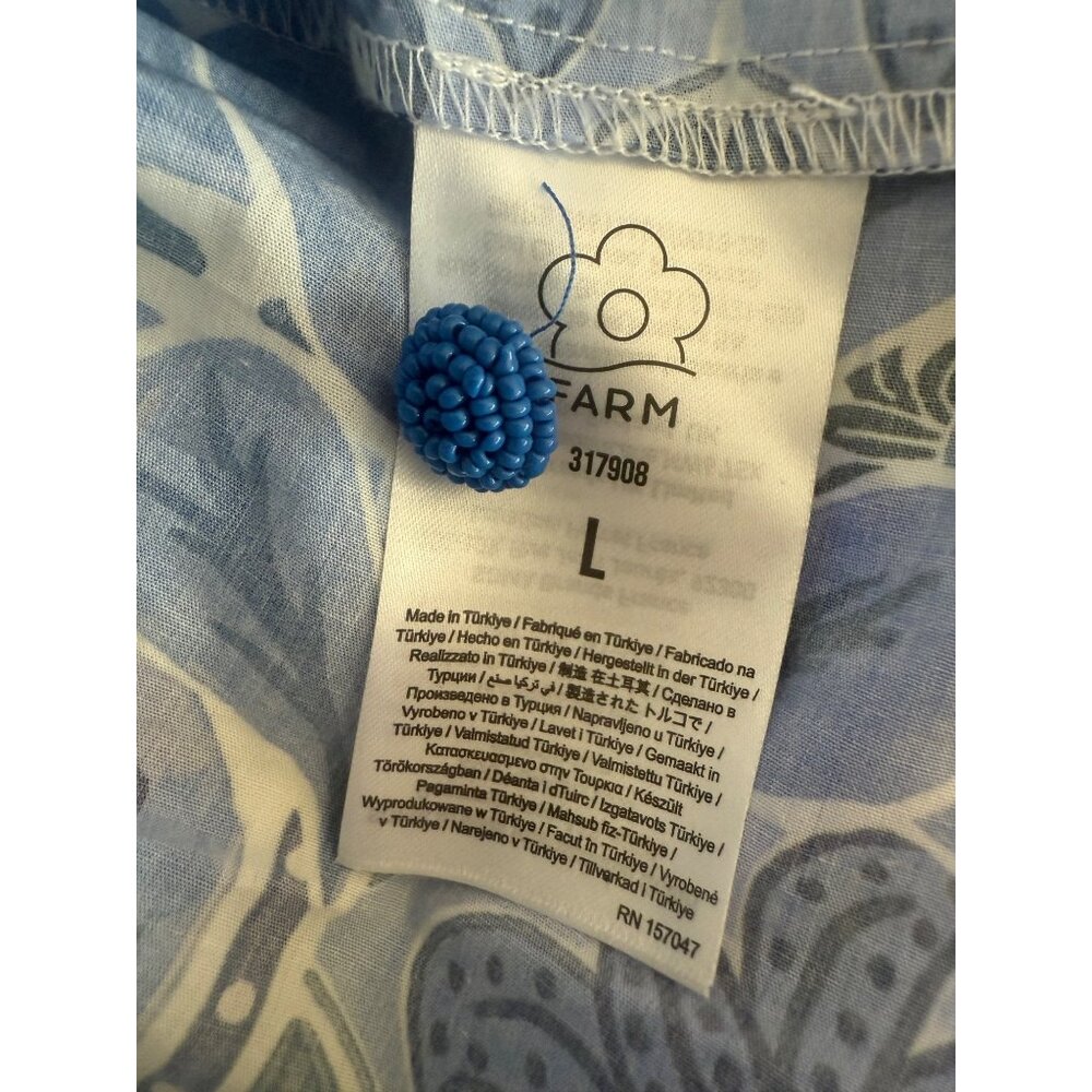 Farm Rio Maxi Blue And White Belted Dress Size L Anthropologie Blue Tile Dream - Picture 12 of 15